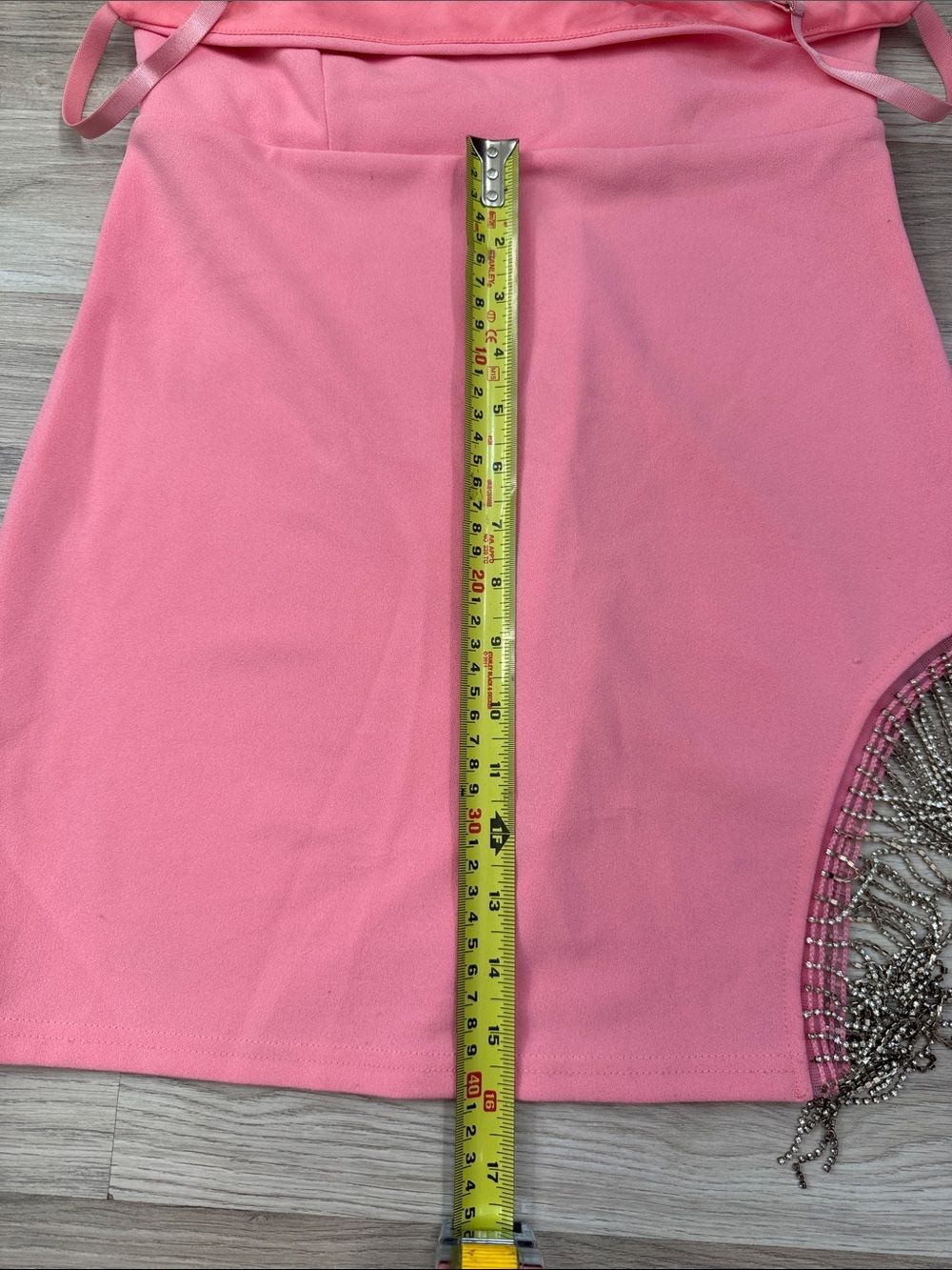 Windsor Pink Rhinestone Fringe Wrap Mini Dress - Picture 9 of 11